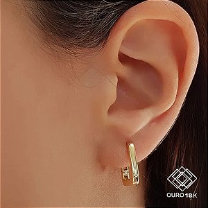 Brinco Argola Quadrado Ouro 18k