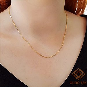 Cordão Groumet Maciça Ouro 18k 45cm