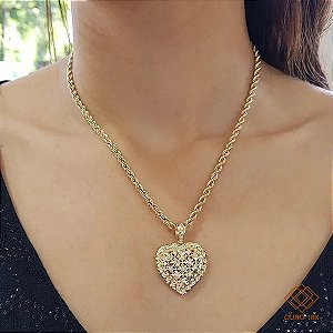 Pingente Coração Ouro 18k Zircônia