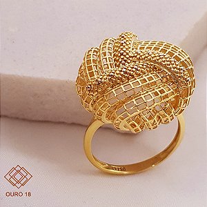Anel Modelo Botão em Filigrana Ouro 18k
