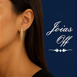 Brinco Pavê Ouro 18k Zircônia
