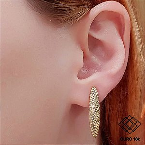 Brinco Pavê Ouro 18k Zircônia