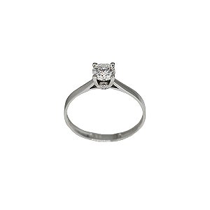 Anel Solitário Ouro Branco 18k e Moissanite 5mm