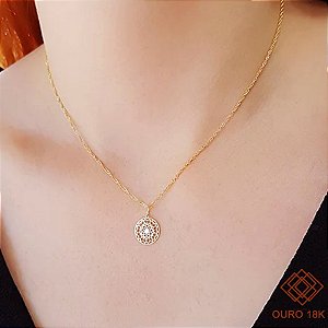 Kit Cordão Ouro 18k + Pingente Mandala Ouro 18k