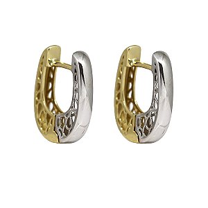 Brinco Argola Ouro 18k em Dois Tons