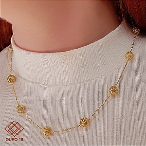 Gargantilha  Esferas Filigrana Ouro 18k
