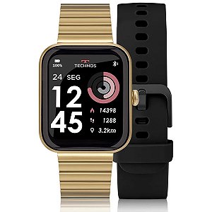 Smartwatch Technos Connect MAX Preto e Dourado Tmaxah/7d