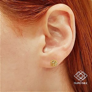 Brinco Esfera Filigrana Ouro 18k