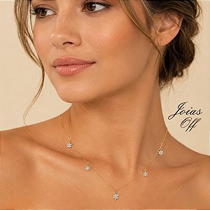 Gargantilha Estrela Ouro 18k Zircônia