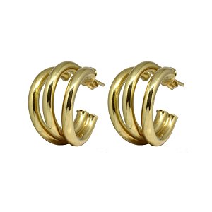 Brinco Argola Três Aros Ouro 18k