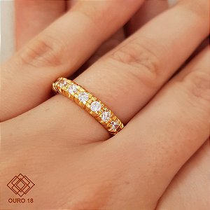 Anel Aparador Inteira Diamante 1,97 Cts Cultivado Ouro 18k