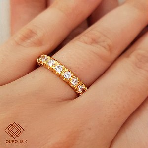 Anel Aparador Inteira Brilhante Moissanite 1,97 Cts Ouro 18k