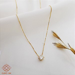 Gargantilha Ponto de Luz Ouro 18k - Brilhante Moissanite 45 pts
