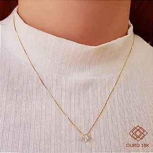 Gargantilha Ponto de Luz Ouro 18k - Brilhante Moissanite 45 pts