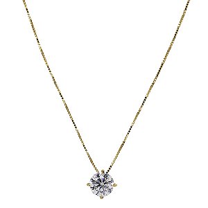 Gargantilha Ponto de Luz Ouro 18k com Moissanite 7mm