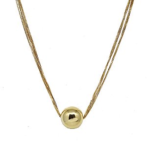 Gargantilha Fios Esfera Média Ouro 18k