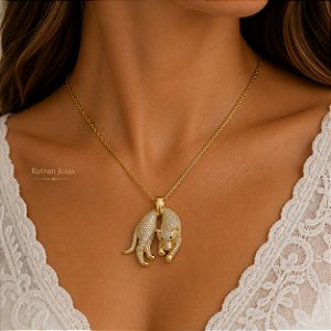 Pingente Pantera Grande Ouro 18k Zircônia