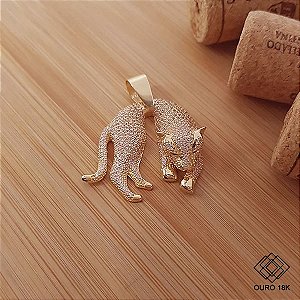 Pingente Pantera Grande Ouro 18k Zircônia