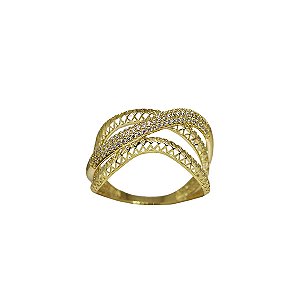 Anel Elos Filigrana Ouro 18k Zircônia