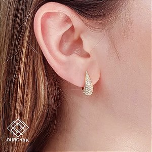 Brinco Argola Ouro 18k Zircônia