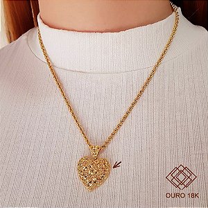Pingente Coração Diamantado Ouro 18k