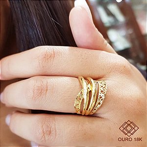 Anel Trançado Filigrana Ouro 18k