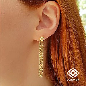 Brinco Bola Fios Ouro 18k