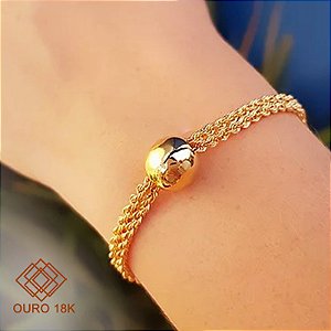 Pulseira Esfera Fios Ouro 18k