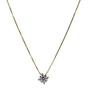 Gargantilha Ponto de Luz Ouro 18k com Moissanite 6mm