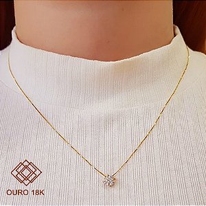 Gargantilha Ponto de Luz Ouro 18k Brilhante Moissanite 75 pts