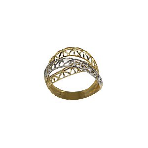 Anel Filigrana Ouro 18k e Ouro Branco 18k