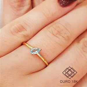 Anel Solitário Topázio Ouro 18k