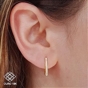 Brinco Argola Ouro 18k Zircônia