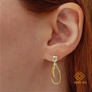 Brinco Gota  Ouro 18k Topázio