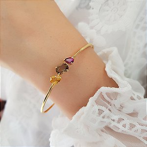 Bracelete Ouro 18k Pedras Naturais