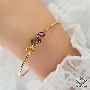 Bracelete Ouro 18k Pedras Naturais