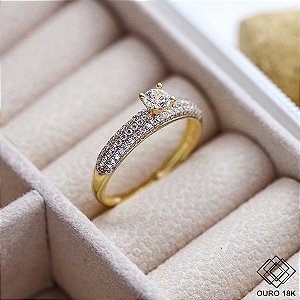 Anel Solitário Zircônia Ouro 18k