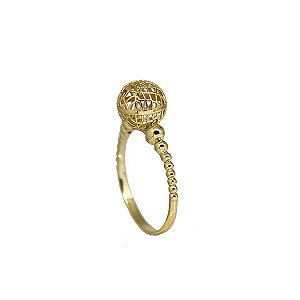 Anel Esfera Filigrana Ouro 18k