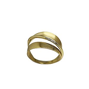 Anel Três Aros Ouro 18k Diamante