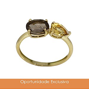 Anel Ouro 18k Pedras Naturais