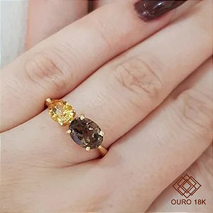 Anel Ouro 18k Pedras Naturais
