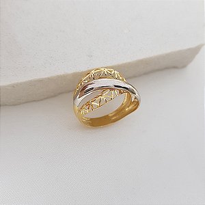 Anel Filigrana Trançado Duo Ouro 18k - Ouro Amarelo e ouro Branco