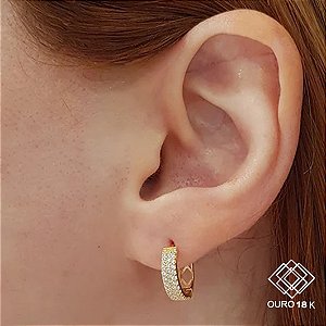 Brinco Argola Ouro 18k Zircônia