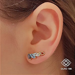 Brinco Ear Cuff Ouro 18k Topázio