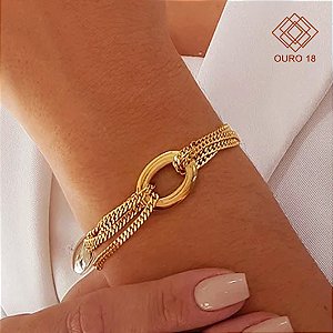 Pulseira Bold Fios Elo Ouro 18k