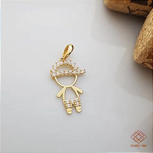 Pingente Menino Ouro 18k Zircônia