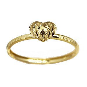 Anel Coração  Diamantado Ouro 18k