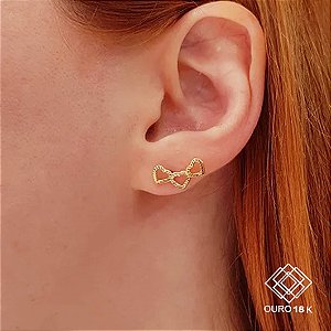 Brinco Ear Cuff Corações Ouro 18k