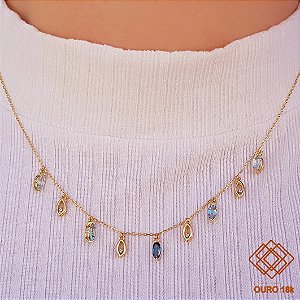 Gargantilha Ouro 18k Topázios