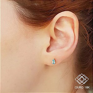 Brinco Gota Ouro 18k Topázio